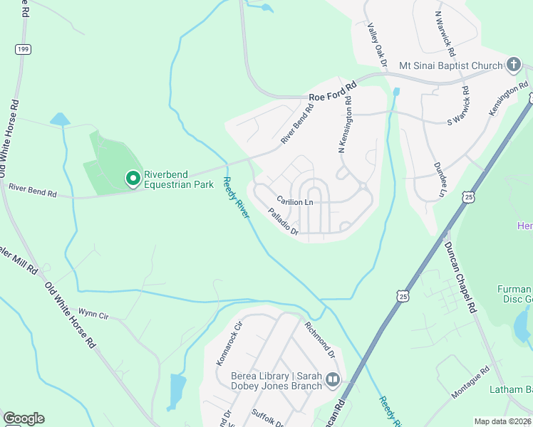 map of restaurants, bars, coffee shops, grocery stores, and more near 34 Palladio Drive in Greenville