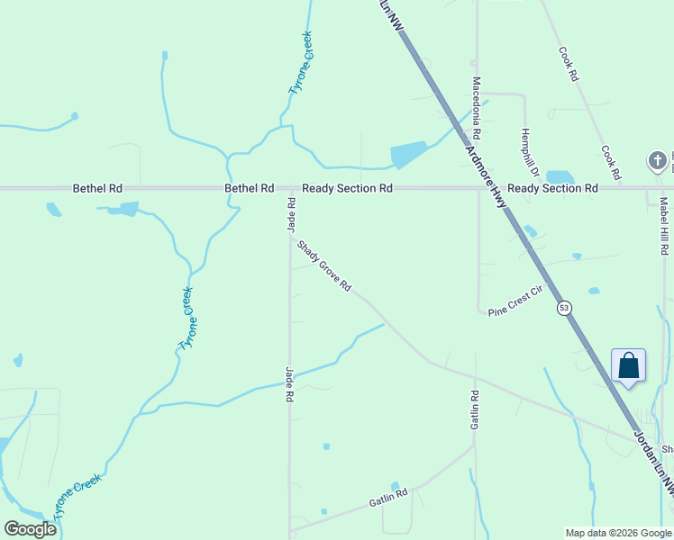 map of restaurants, bars, coffee shops, grocery stores, and more near 161 Shady Grove Road in Toney