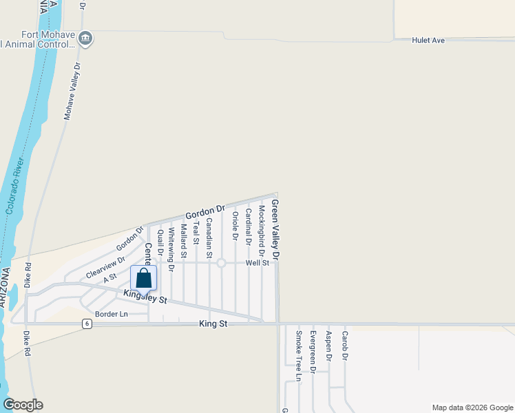 map of restaurants, bars, coffee shops, grocery stores, and more near 7785 Mockingbird Dr in Mohave Valley