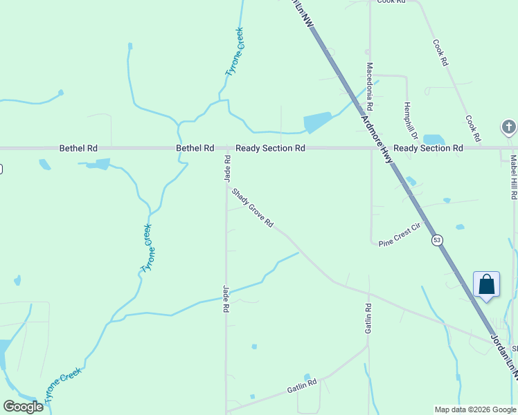 map of restaurants, bars, coffee shops, grocery stores, and more near 161 Shady Grove Road in Toney