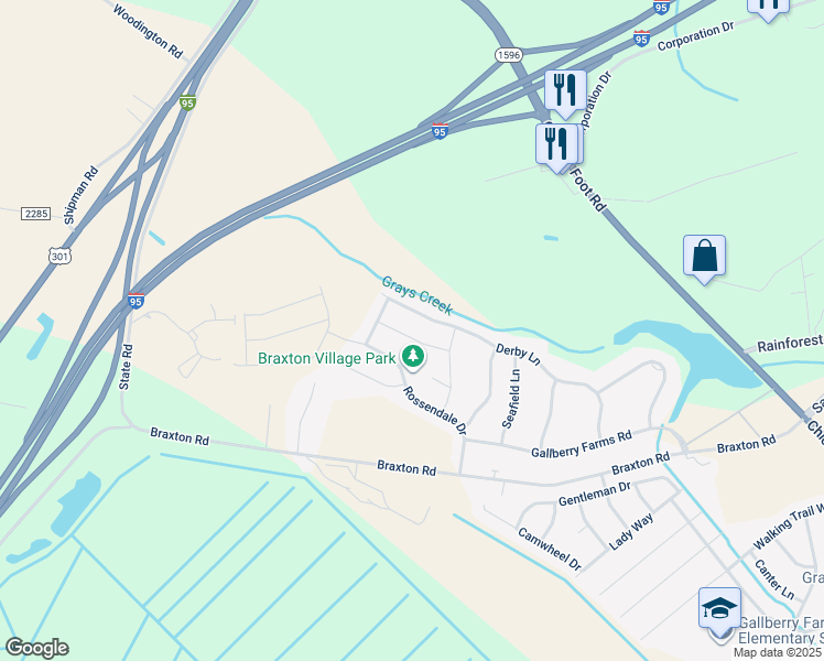 map of restaurants, bars, coffee shops, grocery stores, and more near 319 Nottingley Drive in Hope Mills