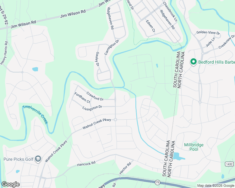 map of restaurants, bars, coffee shops, grocery stores, and more near 4320 Carrington Drive in Lancaster