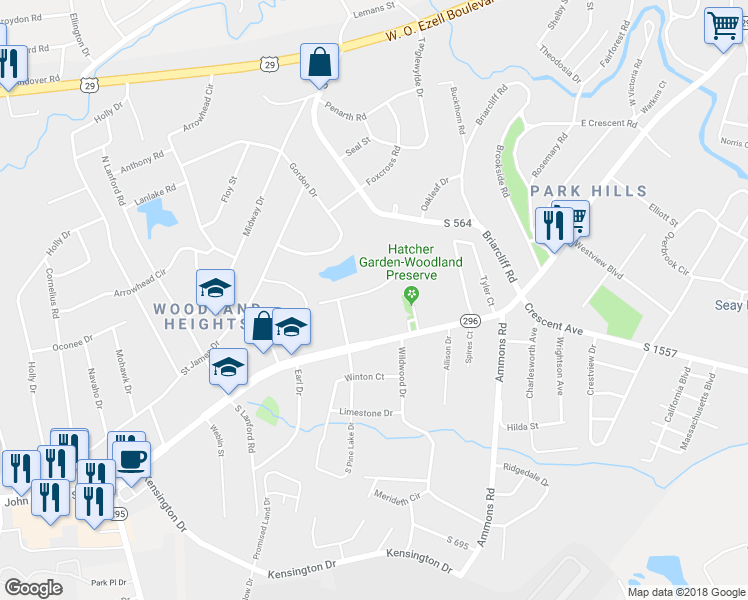 map of restaurants, bars, coffee shops, grocery stores, and more near 310 Pine Lake Court in Spartanburg