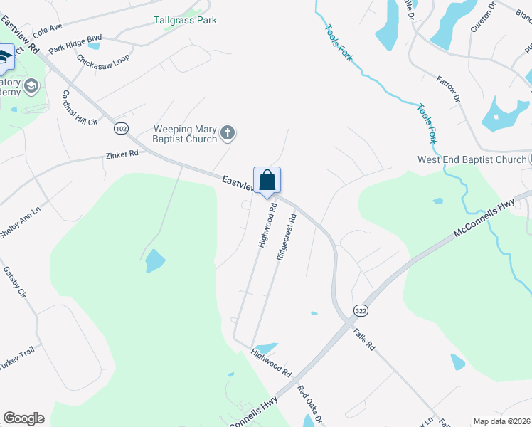 map of restaurants, bars, coffee shops, grocery stores, and more near 2035 Highwood Road in Rock Hill