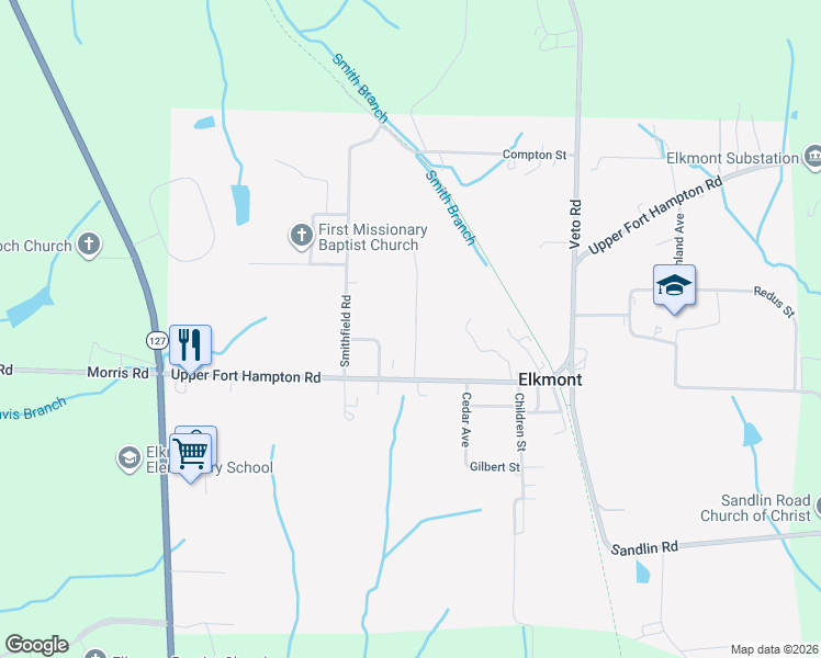 map of restaurants, bars, coffee shops, grocery stores, and more near 25611 Taylor Road in Elkmont