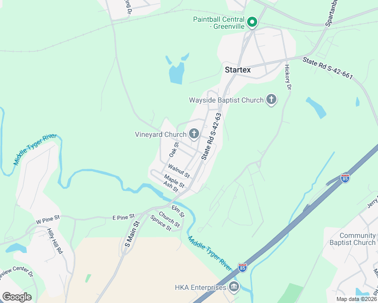 map of restaurants, bars, coffee shops, grocery stores, and more near 17 Chestnut Street in Startex