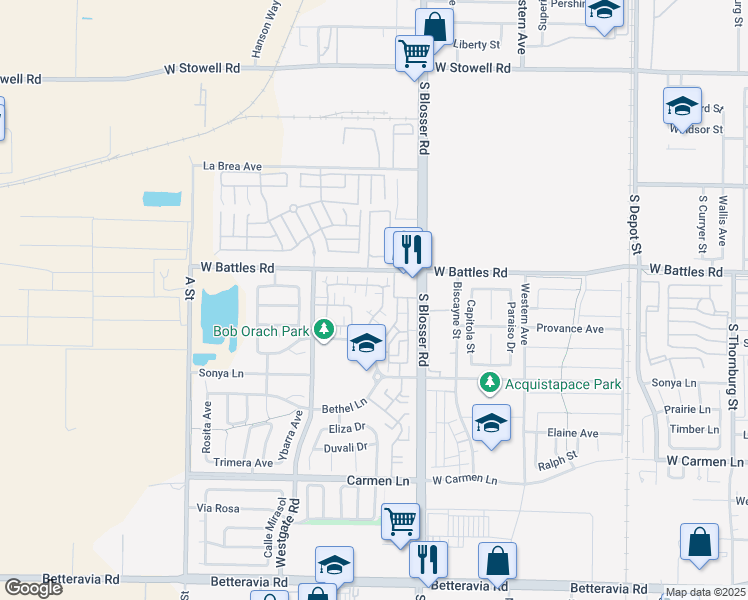 map of restaurants, bars, coffee shops, grocery stores, and more near 1623 Chianti Lane in Santa Maria