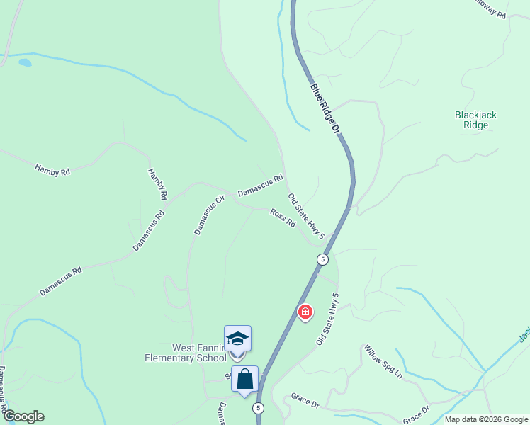 map of restaurants, bars, coffee shops, grocery stores, and more near 265 Ross Road in Blue Ridge