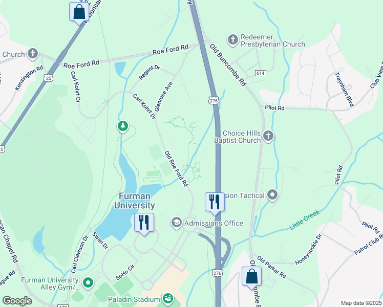 map of restaurants, bars, coffee shops, grocery stores, and more near in Greenville