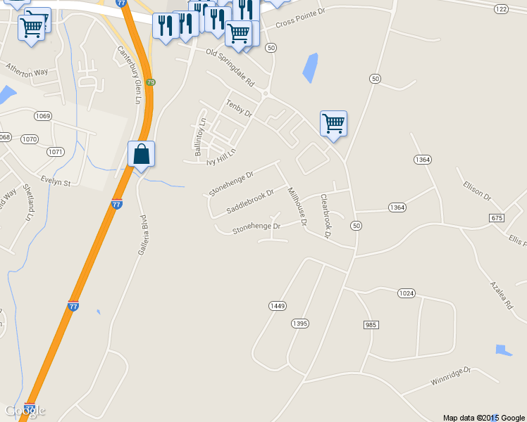 map of restaurants, bars, coffee shops, grocery stores, and more near 519 Webster Court in Rock Hill