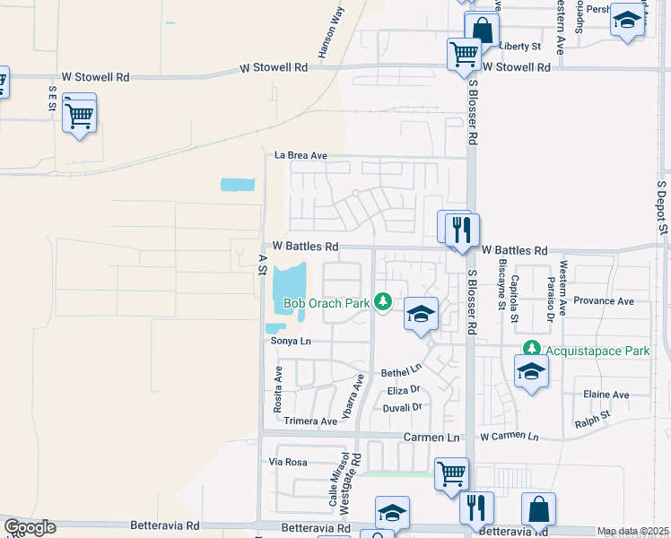 map of restaurants, bars, coffee shops, grocery stores, and more near 1431 Avola Avenue in Santa Maria