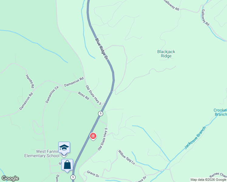 map of restaurants, bars, coffee shops, grocery stores, and more near 4475 Blue Ridge Drive in Blue Ridge