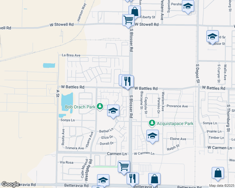 map of restaurants, bars, coffee shops, grocery stores, and more near 1627 Chianti Lane in Santa Maria