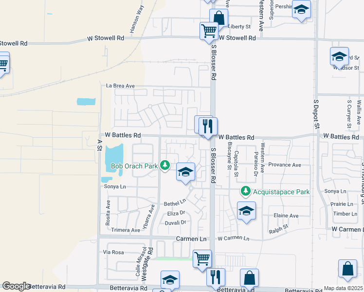map of restaurants, bars, coffee shops, grocery stores, and more near 1330 Dolcetto Lane in Santa Maria
