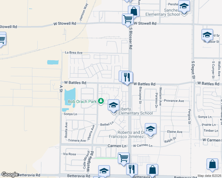 map of restaurants, bars, coffee shops, grocery stores, and more near 1330 Dolcetto Lane in Santa Maria