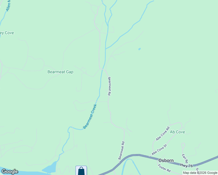 map of restaurants, bars, coffee shops, grocery stores, and more near 1157 Bearmeat Road in Hiawassee