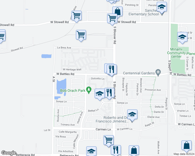 map of restaurants, bars, coffee shops, grocery stores, and more near 1331 Dolcetto Lane in Santa Maria