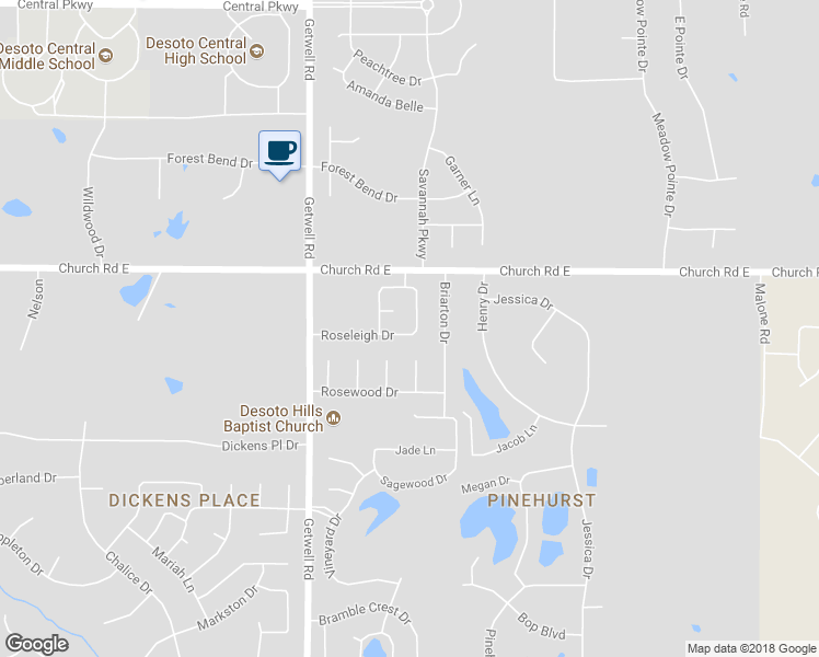 map of restaurants, bars, coffee shops, grocery stores, and more near 4869 Rosebrook Circle East in Southaven