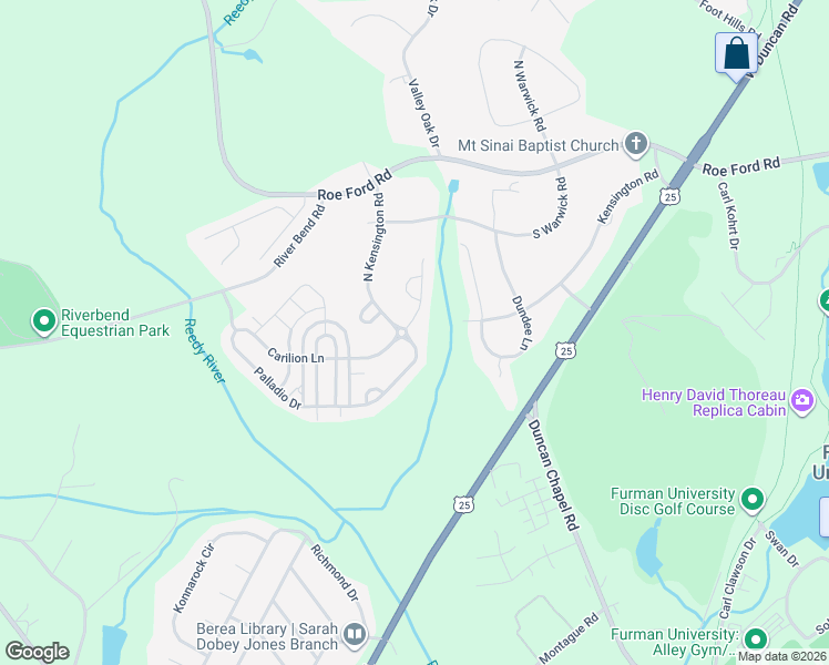map of restaurants, bars, coffee shops, grocery stores, and more near 606 Carilion Lane in Greenville