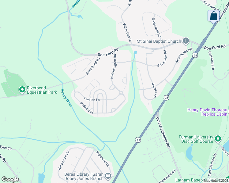 map of restaurants, bars, coffee shops, grocery stores, and more near 200 North Kensington Road in Greenville