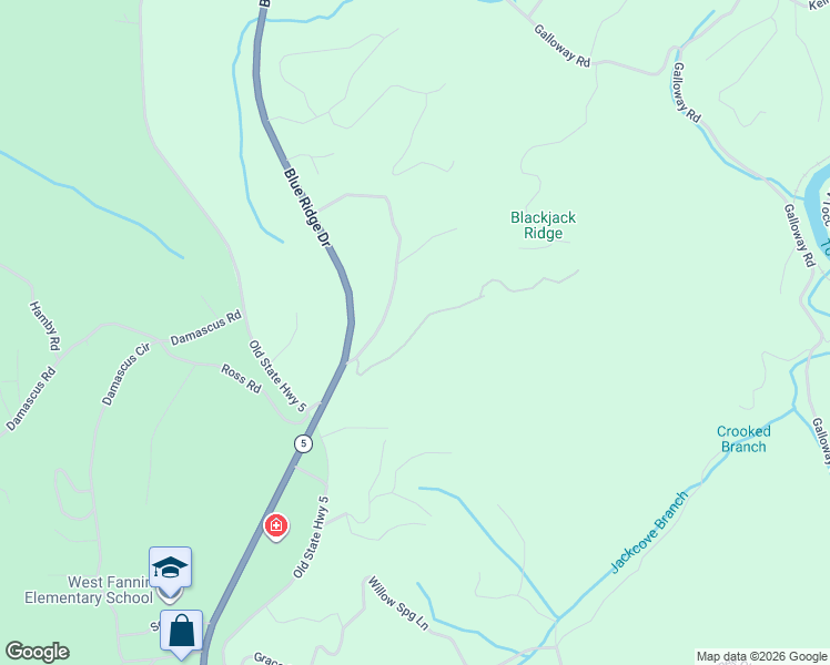 map of restaurants, bars, coffee shops, grocery stores, and more near 333 White Oak Circle in Blue Ridge