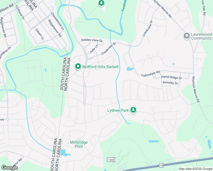 map of restaurants, bars, coffee shops, grocery stores, and more near 5004 Lydgate Drive in Waxhaw