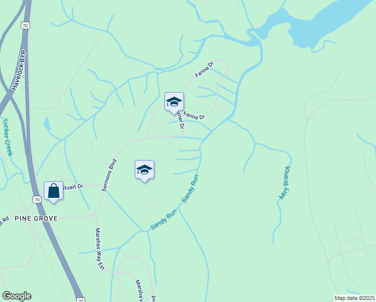 map of restaurants, bars, coffee shops, grocery stores, and more near 911 Sermons Rd in Havelock