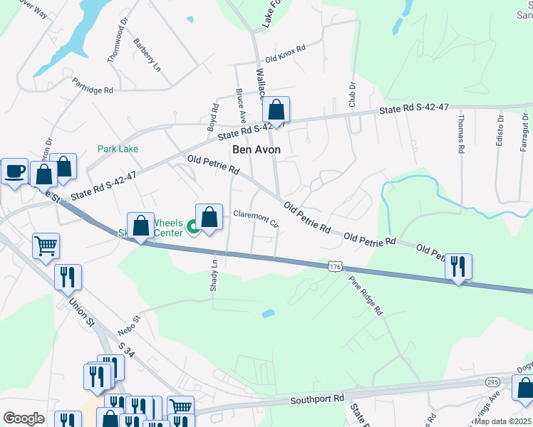 map of restaurants, bars, coffee shops, grocery stores, and more near 409 Claremont Circle in Spartanburg