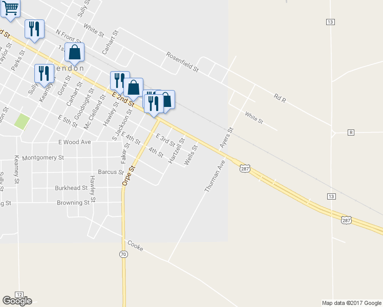 map of restaurants, bars, coffee shops, grocery stores, and more near Wells Street in Clarendon