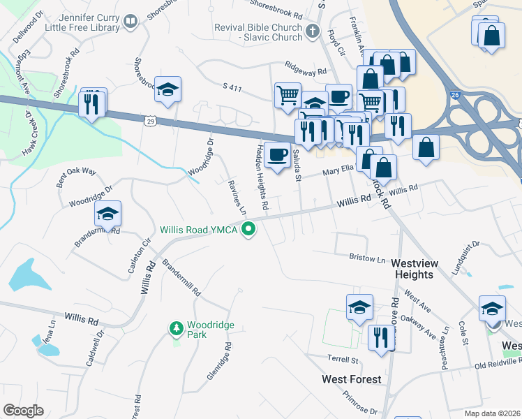 map of restaurants, bars, coffee shops, grocery stores, and more near 107 Hadden Heights Road in Spartanburg