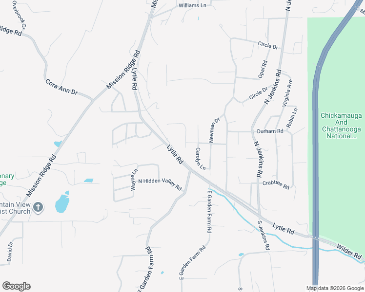map of restaurants, bars, coffee shops, grocery stores, and more near 47 Dee Vue Lane in Rossville