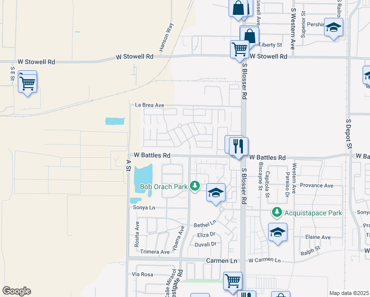 map of restaurants, bars, coffee shops, grocery stores, and more near 1402 West Heritage Way in Santa Maria