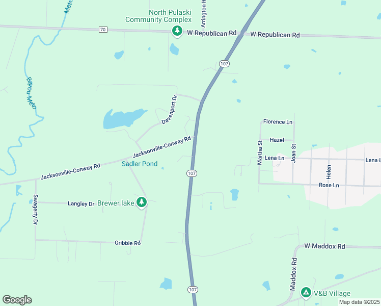 map of restaurants, bars, coffee shops, grocery stores, and more near 24007 Arkansas 107 in Jacksonville