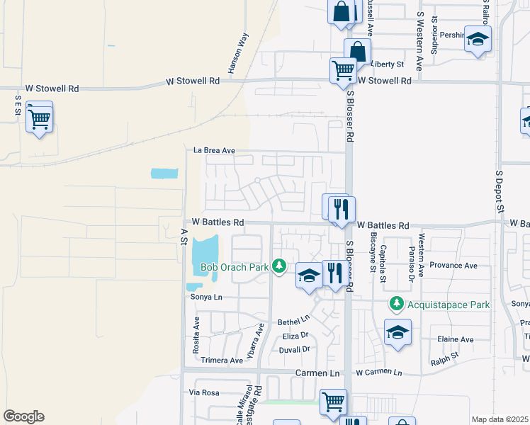 map of restaurants, bars, coffee shops, grocery stores, and more near 1402 West Heritage Way in Santa Maria