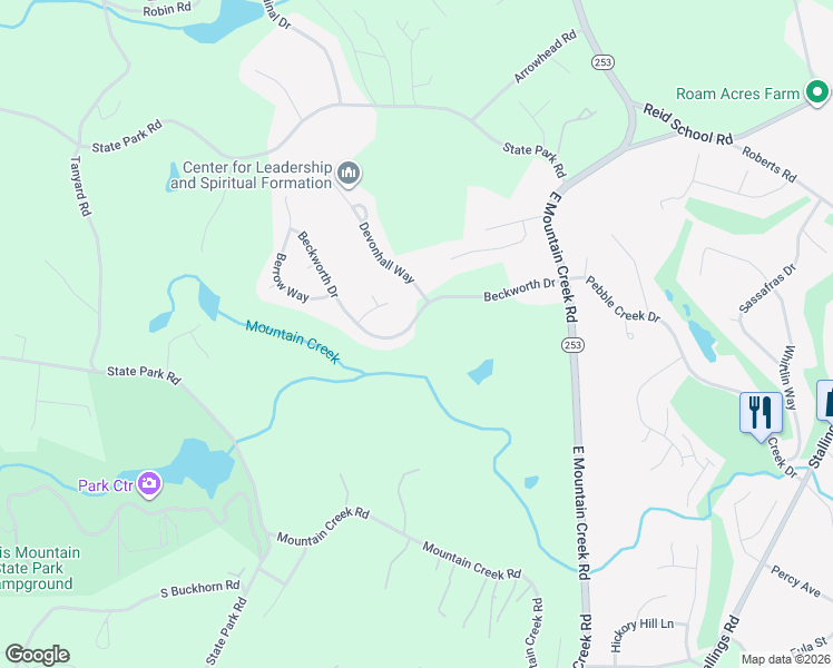 map of restaurants, bars, coffee shops, grocery stores, and more near 107 Beckworth Drive in Taylors