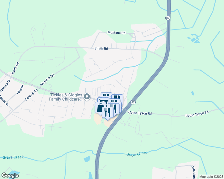 map of restaurants, bars, coffee shops, grocery stores, and more near 4219 Mena Drive in Fayetteville
