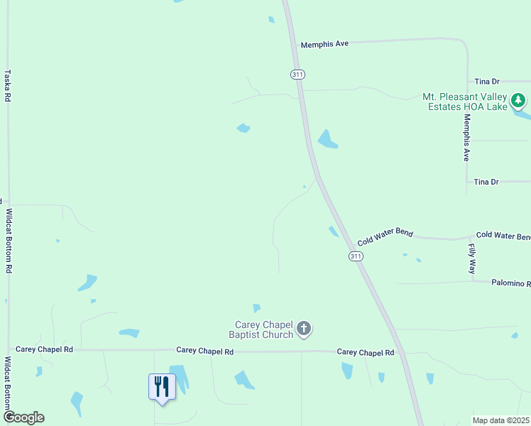 map of restaurants, bars, coffee shops, grocery stores, and more near 6631 Mississippi 311 in Holly Springs