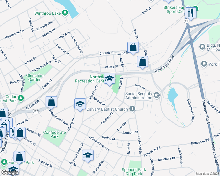 map of restaurants, bars, coffee shops, grocery stores, and more near 901 Kiley Court in Rock Hill