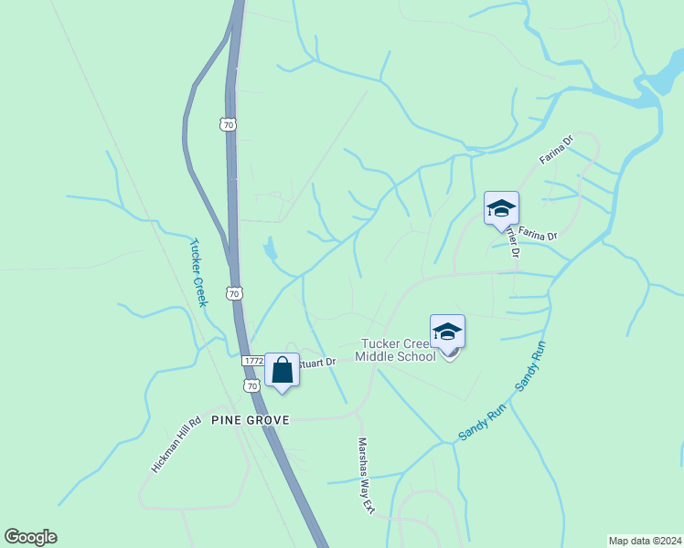 map of restaurants, bars, coffee shops, grocery stores, and more near 111 Twin Creek Lane in Havelock