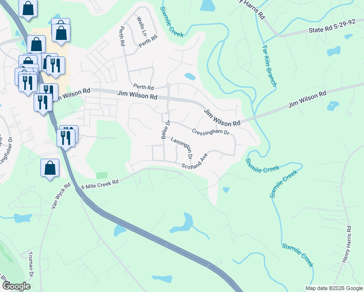 map of restaurants, bars, coffee shops, grocery stores, and more near 7847 Lamington Drive in Indian Land