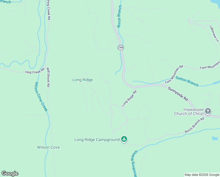 map of restaurants, bars, coffee shops, grocery stores, and more near Sunnyside Road in Hiawassee