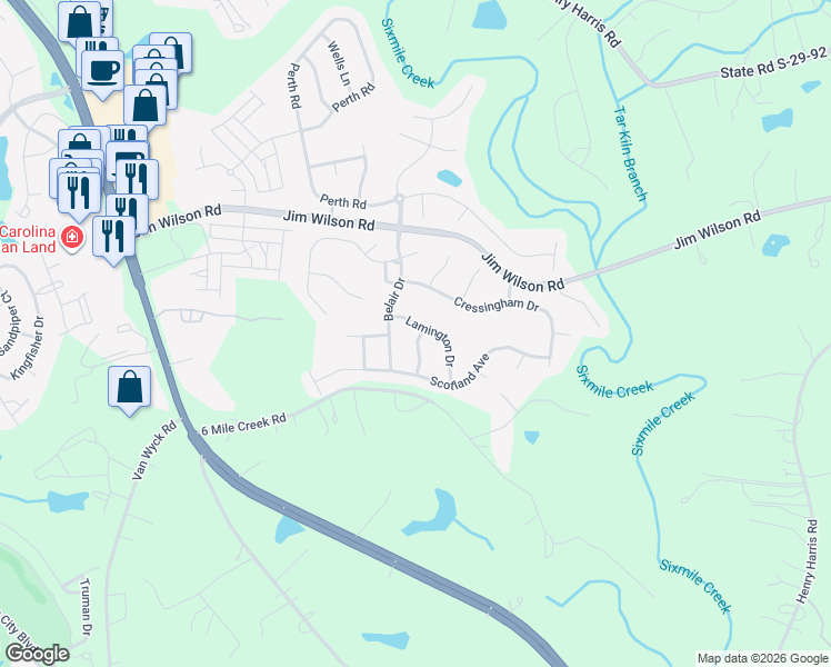 map of restaurants, bars, coffee shops, grocery stores, and more near 7847 Lamington Drive in Indian Land