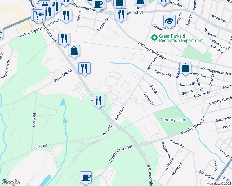 map of restaurants, bars, coffee shops, grocery stores, and more near 600 Davola Place in Greer