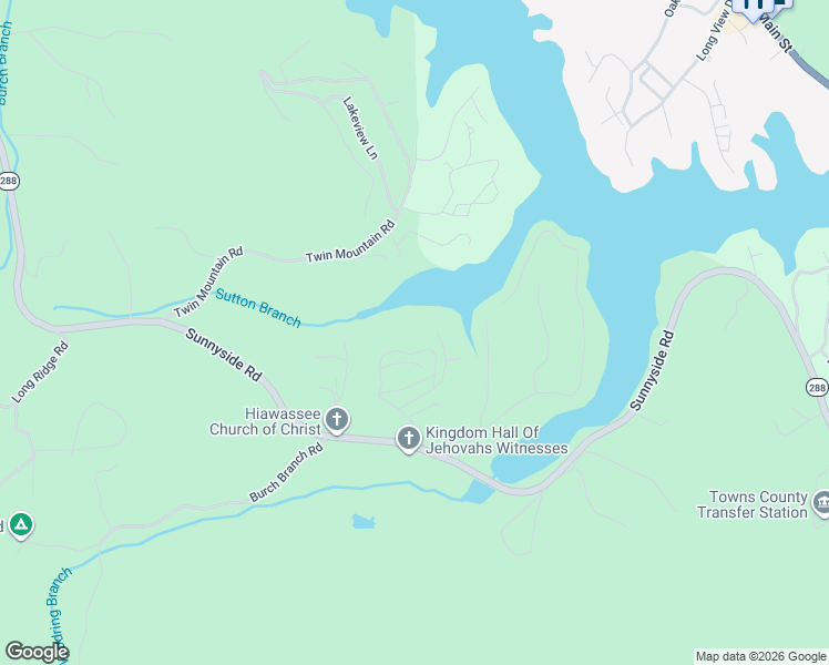 map of restaurants, bars, coffee shops, grocery stores, and more near 447 Bursey Road in Hiawassee