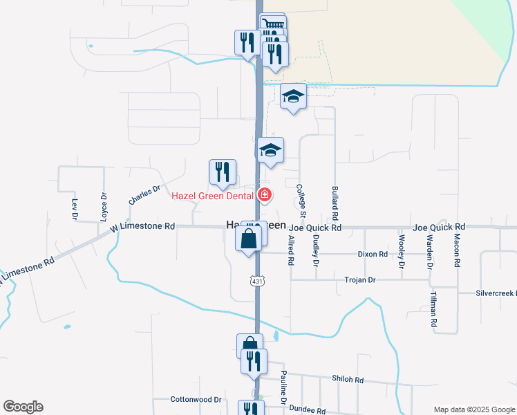 map of restaurants, bars, coffee shops, grocery stores, and more near 14250 U.S. 231 in Hazel Green