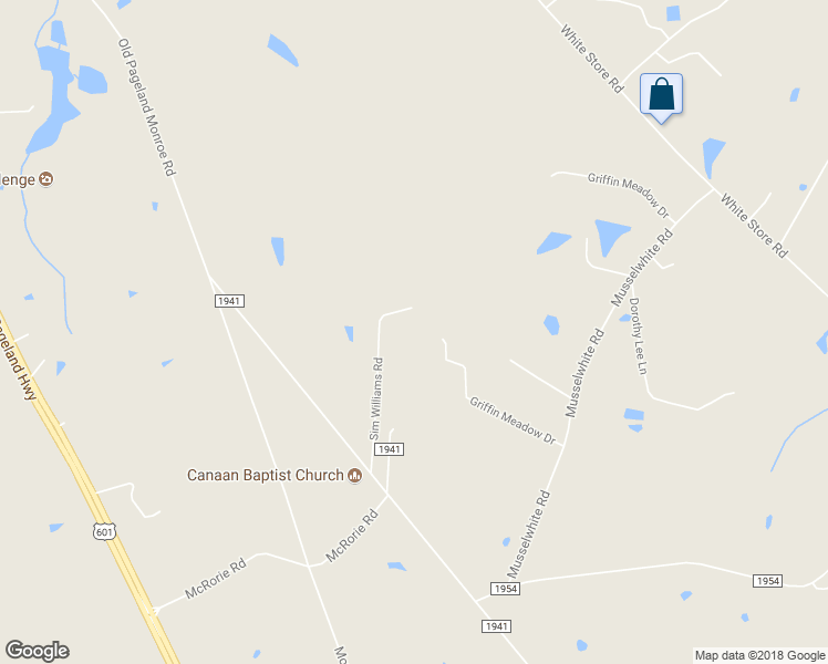 map of restaurants, bars, coffee shops, grocery stores, and more near 1705 Sim Williams Road in Monroe