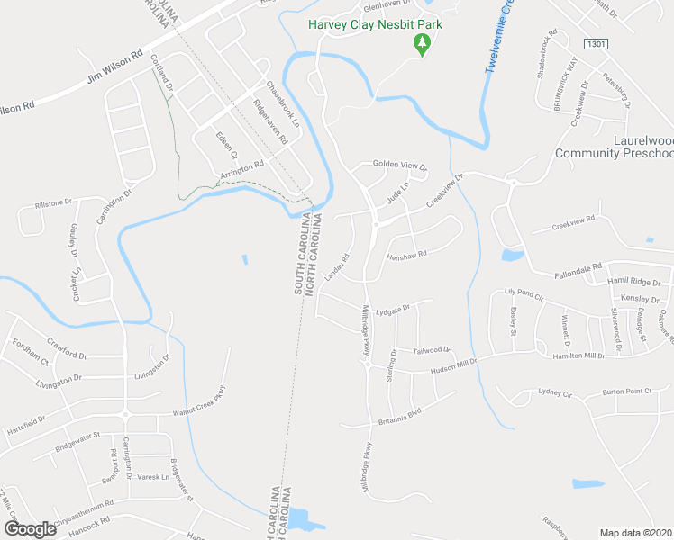 map of restaurants, bars, coffee shops, grocery stores, and more near Landau Road in Waxhaw