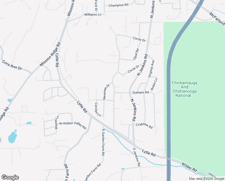 map of restaurants, bars, coffee shops, grocery stores, and more near 9 Travis Road in Rossville