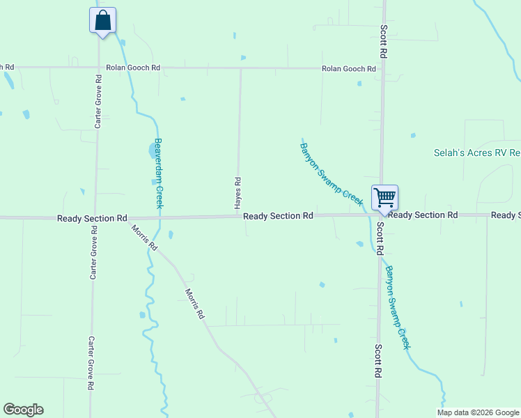map of restaurants, bars, coffee shops, grocery stores, and more near 1785 Ready Section Road in Toney