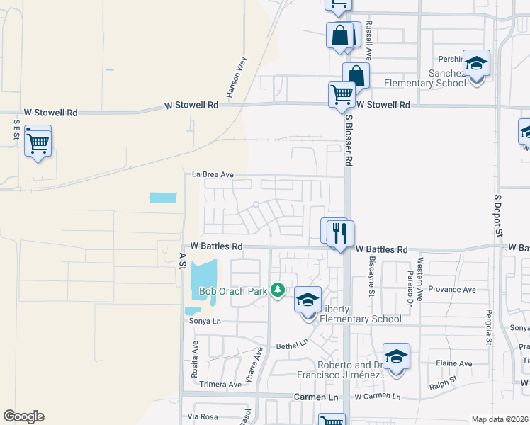 map of restaurants, bars, coffee shops, grocery stores, and more near 1544 Madison Lane in Santa Maria